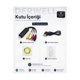 Derwell Yeni 2026 Easycap USB 2.0 AV Analogdan Dijitale Video Ses Yakalama ve Kayıt Kartı - Kamera Kaset VCD DVD Laptop Masaüstü Bilgisayar Uyumlu Dönüştürücü Adaptör