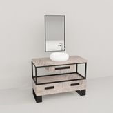 Deryawood Beyaz Eskitme Aves Ahşap Çekmeceli Banyo Dolabı