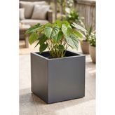 Desen Dekorasyon Zenith 35 cm Kare Küp Metal Saksı - İç & Dış Mekan Modern Dekoratif Saksılık (35x35x35 cm) Antrasit