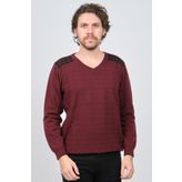 Desen Triko 0246538 Bordo V Yaka Yün Erkek Kazak