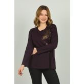Desen Triko 4524 Mor Kadın Bluz