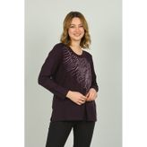 Desen Triko 4541 Mor Kadın Bluz