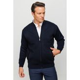 Desen Triko Erkek Hakim Yaka Çelik Örgü Yün Triko Mont Lacivert - XL