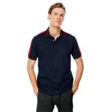 Desen Triko Erkek Polo Yaka Omuzu Şeritli T-shirt Lacivert Beden;M,Renk;Lacivert