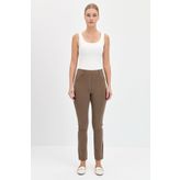 Desen Triko Kadın 5 Cepli Tayt Pantolon Camel