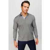 Desen Triko MTA705 Siyah Polo Yaka Desenli Uzun Kollu Erkek Sweatshirt