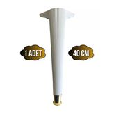 Desenli 40Cm Beyaz Plastik Ayak Mobilya Masa Sehpa Dolap Ayağı(40Cm)(Beyaz - Altın) Beyaz 40Cm Beyaz Altın - 1 Adet