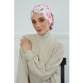 Desenli Çapraz Güllü Bone,B-26YD Desen 31