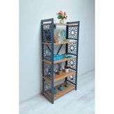 Desenli, Lazer Kesim, Metal, 5'li Raf,çiçeklik,kitaplık - Ceviz