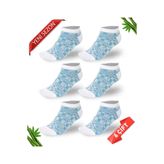 Desenli Sim Detaylı Kadın Bambu Patik Çorap 6lı Set