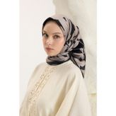 Desenli Twill Eşarp Leaf Siyah