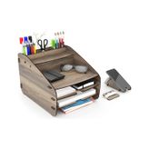 Design Otto Fx Medium Modest 6 Renk Evrak Rafı Masaüstü Organizer Ceviz