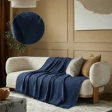 Destiva Home Pamuklu Çok Amaçlı Koltuk Örtüsü 180X300 cm – Yumuşak Dokulu, Modern Çizgili - 180 x 300 cm - Lacivert