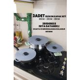 Destpak 3 ADET Silikon Tencere Tava Kapağı Seti - Güçlü Vakum - Hızlı Pişirme - Ocak, Mikrodalga Buzdolabı