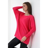 Devinka Kadın Pembe Oversize Ajurlu Salaş Triko Kazak