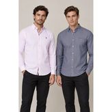 Dewberry G674 Erkek Gömlek 2'li Set Kot Mavisi / Açık Pembe Pamuklu Denim Günlük ve Ofis - XL - Kot Mavisi - Açık Pembe