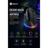 Dexim Wireless 2.4ghz & Bluetooth Kablosuz Rgb Antirsı Şarj Edilebilir Ergonomik Dikey Tutuşlu Vertical Mouse - DMA026 - Siyah