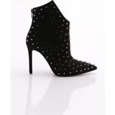 DGN 1135 Siyah Süet Kadın Topuklu Bot