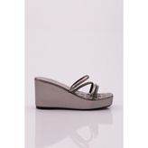DGN 830 Kadin Dolgu Taban Silver Taşli Terlik - Platin