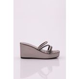 DGN 9413414 Platin Dolgu Taban Silver Taşlı Kadın Terlik