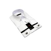 Dicotto Beyaz Micro Kumaş Kol Düğmeli Slim Fit Düz Renk Erkek Gömlek