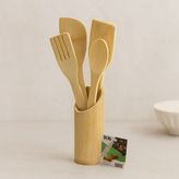 Die Grup Ahşap Bambu Mutfak Servis Seti - Kaşık, Çatal, Spatula ve Stand