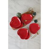 Die Grup Keramika Kırmızı Kalp Pasta Tabağı 20 cm 6 Adet 506