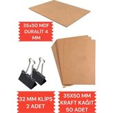 Die Grup Tr 35X50 Duralit 35X50 Kraft Kağıt 50 Adet ve 2 Adet Klips Çizim Seti - (DipCamo)Charcoal-White