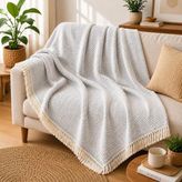 Die Grup Tr Premium Pamuklu Lilyana Koltuk Örtüsü 170X210 Cm, Çift Taraflı Dekoratif Şal, Tekli, Üçlü, Kanepe, Çekyat ve Berjer Için Koruyucu, Kaymaz, Nefes Alan, Yıkanabilir, Modern Çizgili Tasarım (Gri)