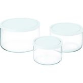 Die Grup Yuvarlak 3'lü Borosilikat Cam Saklama Kabı Seti, 0.40 L + 0.80 L + 1.50 L, Sızdırmaz Kapak, Mikrodalga-Fırın-Buzdolabı-Bulaşık Makinesi Uyumlu - 0,33 - 00-Siyah - Beyaz