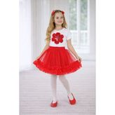 Dıgıl Kids Kız Çocuk Çiçek Desenli T-Shirt Etek Takım - Kırmızı - Beyaz - 10 - 11 Yaş