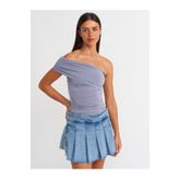 Dilvin 31090 Asimetrik Bluz-gri