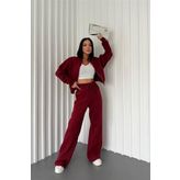 Dip Moda kadın şardonlu üç iplik eşofman takımı GTS018 - Bordo