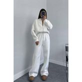 Dip Moda kadın şardonlu üç iplik eşofman takımı GTS018 - Ekru