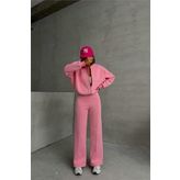 Dip Moda kadın şardonlu üç iplik eşofman takımı GTS018 - Pembe