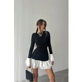 Dipmoda kadın büzgülü bluz mini elbise DPDF024