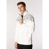 Discovery Expedition D3WM-SWT23 Kırık Beyaz Erkek Bato Yaka Loose Fit Baskılı Sweatshirt