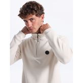 Discovery Expedition D5Wm-Swt3941 Dik Yaka Relaxed Düz Erkek Sweatshırt, Bej, Xl