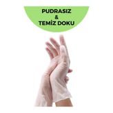 Dispoza Şeffaf Vinil Eldiven Pudrasız Medium (L) Beden 100'lü