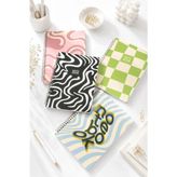 Dival Notebook A4 Buçuk Spiralli Karton Kapak 4’lü Set Kareli Ders Programlı Not Okul Defteri - Pattern Party