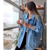 DK Moda Kadın Oversize Mavi Kot Ceket - Açık Mavi
