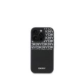 DKNY iPhone 16 Pro Repeat Texture Pattern Kartlıklı Siyah Telefon Kılıfı