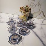 Dm Porselen Lacivert 6'lı Çay Bardağı - Renkli - 1 Adet