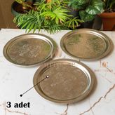 Dmt Copper Home 430 Kalite Krom Çelik 3 Adet Tepsi 24 cm – Fırına Uygun, Osmanlı Motifli, Kebap & Restoran Sunum Tepsisi - 1,3 ml