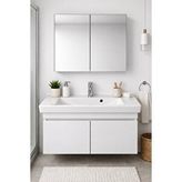 Dmz Home Concept 85 Cm Banyo Dolabı Takımı %100 Mdf Aynalı Üst Dolaplı Turkuaz Porto Seramik Lavabolu Beyaz