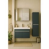 DMZ Home Concept Arista 80 cm Antrasit Banyo Dolabı Seti – Alt, Üst ve Boy Dolaplı -Tamamı MDF – Aynalı – Seramik Lavabolu