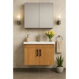 DMZ Home Concept Liventa 65 cm Ahşap Banyo Dolabı Takımı – Tamamı MDF, Seramik Lavabolu, Alt Dolap ve Aynalı Üst Dolap