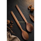 Doğal Ceviz Ağacı Ahşap Tahta Kaşık Spatula Seti Ağaç Kaşık (2li Set)