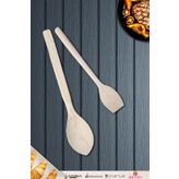Doğal Şimşir Ağacı Ahşap Tahta Kaşık Spatula Seti Ağaç Kaşık (2Li Set) Şmş-002