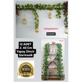 Dogant 12 Adet Yeşil Yapay Zincir Bitki, 2.40 cm, Demir Boru Tavan Duvar Gizleme
